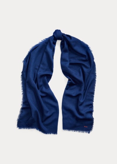 Bufandas Polo Ralph Lauren Mujer Azul Rey Azules - Fringe Wool-Blend - JNDBT9835